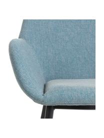 Blauwe armstoelen Kona, 2 stuks, Bekleding: polyester, Poten: gelakt metaal, Geweven stof blauw, B 59 x D 52 cm