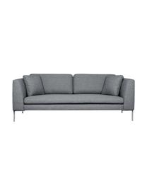 Sofa Emma (3-osobowa), Tapicerka: poliester 100 000 cykli w, Stelaż: lite drewno sosnowe, Nogi: metal galwanizowany, Szary, nogi: srebrny, S 227 x G 100 cm