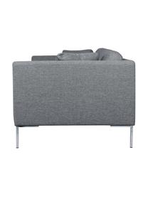 Sofa Emma (3-Sitzer), Bezug: Polyester 100.000 Scheuer, Gestell: Massives Kiefernholz, Füße: Metall, galvanisiert, Webstoff Grau, Füße Silber, B 227 x T 100 cm