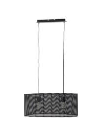 Ovale hanglamp Glicine in zwart, Lampenkap: gecoat metaal, Baldakijn: gecoat metaal, Zwart, 70 x 28 cm