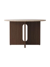 Runder Esstisch Androgyne mit Tischplatte aus Sandstein, Ø 120 cm, Tischplatte: Sandstein, Gestell: Mitteldichte Holzfaserpla, Dunkles Holz, Sandstein, Ø 120 cm