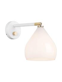 Wandlamp Sence met stekker, Lampenkap: opaalglas, Wit, messingkleurig, 17 x 21 cm