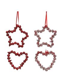 Set 4 ciondoli di Natale Herz alt. 9 cm, Rosso, bianco, Larg. 9 x Alt. 9 cm