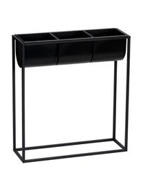 Set de macetero de plático y metal Bino, 4 pzas., Estructura: metal recubierto, Negro, An 48 x Al 52 cm