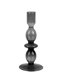 Candelabro de vidrio soplado artesanalmente Bubbles, Vidrio soplado, Gris oscuro, Ø 9 x Al 18 cm