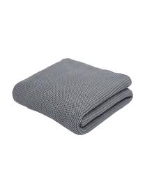 Plaid en tricot gris clair Adalyn, 100 % coton bio, certifié GOTS, Gris, larg. 150 x long. 200 cm