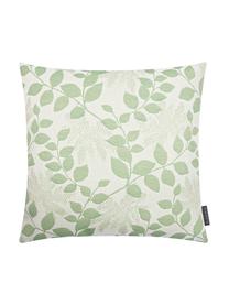 Housse de coussin 50x50 extérieur imprimé feuilles Gomera, 100 % Dralon (polyacrylique), Vert, vert menthe, larg. 50 x long. 50 cm