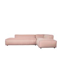 Sofa narożna Fat Freddy, Tapicerka: poliester, Nogi: tworzywo sztuczne Tkanina, Tapicerka: łososiowy Nogi: czarny, S 308 x G 188 cm