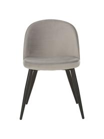 Fluwelen stoelen Amy, 2 stuks, Bekleding: fluweel (polyester), Poten: gepoedercoat metaal, Fluweel grijs, B 51 x D 55 cm