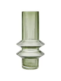 Vase design reflets verts Rilla, Verre, Vert, Ø 10 x haut. 21 cm