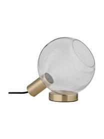 Tafellamp Esben van glas, Lampenkap: glas, Lampvoet: geborsteld messing, Messingkleurig, transparant, 25 x 22 cm