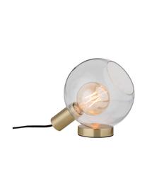 Tischlampe Esben aus Glas, Lampenschirm: Glas, Lampenfuß: Messing, gebürstet, Messingfarben, Transparent, 25 x 22 cm