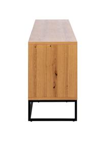 Sideboard Dalarna mit Türen und Eichenholzfurnier, Korpus: Mitteldichte Holzfaserpla, Holz, Schwarz, B 197 x H 76 cm