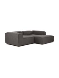 Modulaire hoekbank Lennon, Bekleding: 100% polyester, Frame: massief grenenhout FSC-ge, Poten: kunststof, Geweven stof donkergrijs, B 238 x D 180 cm, hoekdeel rechts