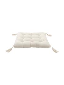 Coussin de chaise 40x40 beige à houppes Ava, Beige, larg. 40 x long. 40 cm