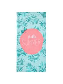 Toalla de playa Case Hello Summer, Parte trasera: terry, Tonos verdes menta, rosa, blanco, An 90 x L 180 cm