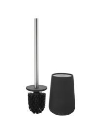 Brosse pour WC avec récipient en porcelaine Nova, Noir mat, acier inoxydable