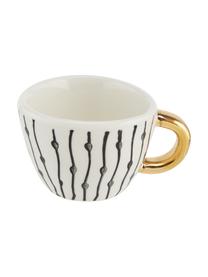 Tazas de café Masai, 6 uds., Gres, Negro, blanco, dorado, Ø 7 x Al 5cm