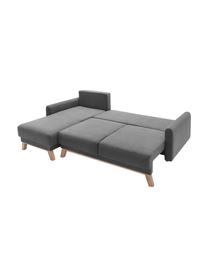 Sofá rinconero cama de terciopelo Balio (4 plazas), con espacio de almacenamiento, Tapizado: 100% terciopelo de poliés, Estructura: madera de pino maciza, ag, Patas: madera, Terciopelo gris oscuro, An 234 x F 164 cm