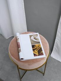 Tabouret en velours avec structure en métal Madeleine, Velours rose, Ø 40 x haut. 50 cm