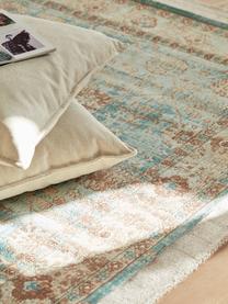 Tapis chenille tissé main Rimini, Turquoise, taupe, brun, larg. 200 x long. 300 cm (taille L)