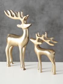 Figuras decorativas ciervos Taisto, 2 uds., Aluminio recubierto, Dorado, Set de diferentes tamaños