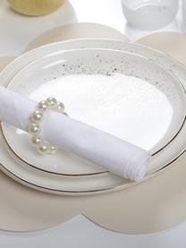 Servilleteros de perlas Perle, 4 uds., Plástico, Blanco perlado, Ø 6 cm
