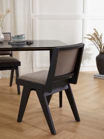 Houten stoel Sissi met vulling, Frame: massief eikenhout, Geweven stof beige, zwart gelakt eikenhoutkleurig, B 46  x D 56 cm