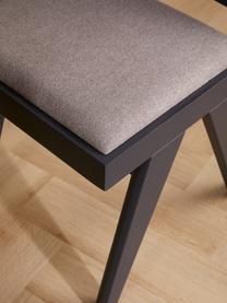 Krzesło tapicerowane z drewna Sissi, Stelaż: lite drewno dębowe, Tapicerka: 100% poliester, Beżowa tkanina, drewno dębowe lakierowane na czarno, S 46 x G 56 cm