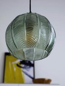 Kleine hanglamp Luisa van glas, Lampenkap: glas, Baldakijn: gelakt metaal, Groen, Ø 22  x H 20 cm