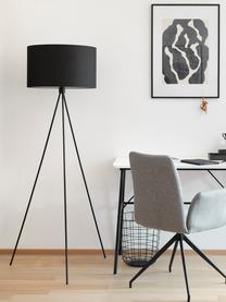 Stojacia tripod lampa s textilným tienidlom Cella, Čierna, Ø 45 x V 147 cm