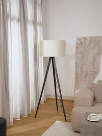 Lampa podłogowa trójnóg z litego drewna w stylu scandi Jake, Odcienie kremowego, czarny, Ø 60 x W 150 cm