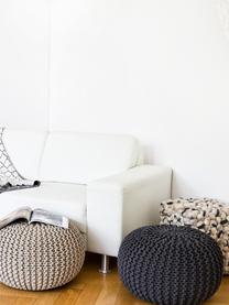 Pouf en tricot fait main Dori, Gris foncé, Ø 55 x haut. 35 cm