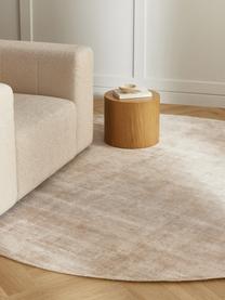 Ručně tkaný kulatý viskózový koberec Jane, Béžová, Ø 300 cm