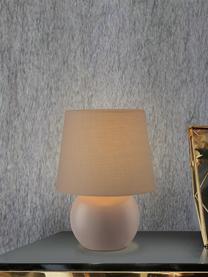 Kleine Keramik-Nachttischlampe Isla in Braun, Lampenschirm: Baumwolle, Lampenfuß: Keramik, Braun, Ø 16 x H 22 cm