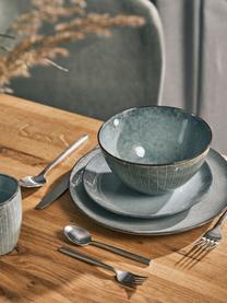 Assiettes à dessert artisanales Nordic Sea, 4 pièces, Grès cérame, Tons gris et bleus, Ø 20 x haut. 3 cm