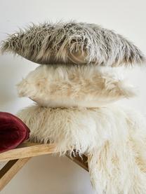 Poszewka na poduszkę ze sztucznego futra Mathilde, proste włosie, Kremowy, S 40 x D 40 cm