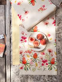 Tischläufer Caleo mit sommerlichen Blumenmotiven, 85% Baumwolle, 15% Leinen, Beige, gemustert, B 40 x L 145 cm