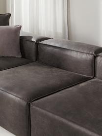 Modulo centrale in pelle riciclata Lennon, Rivestimento: pelle riciclata (70% pell, Struttura: legno di pino massiccio, , Piedini: plastica I piedini si tro, Pelle grigio-marrone, Larg. 89 x Prof. 119 cm