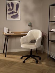 Krzesło biurowe z aksamitu z podłokietnikami Rachel, obrotowe, Tapicerka: aksamit (wysokiej jakości, Nogi: metal malowany proszkowo, Kremowobiały aksamit, S 65 x G 68 cm