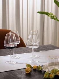 Mondgeblazen rode wijnglazen Ellery met goudkleurige rand, 4 stuks, Glas, Transparant met goudkleurige rand, Ø 11 x H 23 cm