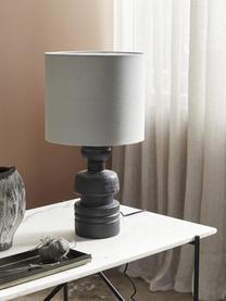 Stolní lampa z mangového dřeva Loke, Světle šedá, černá, Ø 32 cm, V 61 cm