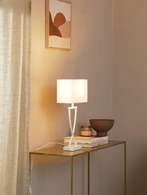 Lampada grande da tavolo Vanessa, Base della lampada: metallo verniciato a polv, Paralume: tessuto, Bianco, Larg. 27 x Alt. 52 cm