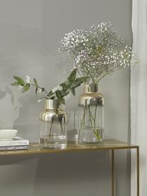 Ručně foukaná skleněná váza se zlatým třpytem Uma, Lakované sklo, Transparentní, chromová, Ø 16 cm, V 27 cm
