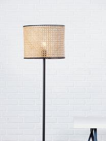 Lampada da terra con paralume in rattan Wiley, Paralume: rattan, Base della lampada: metallo, Rattan, nero, Ø 30 x Alt. 154 cm