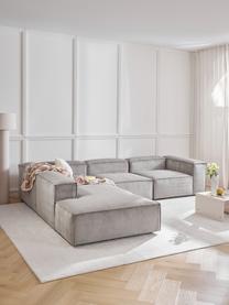 Modulares XL-Ecksofa Lennon aus Cord, Bezug: Cord (92% Polyester, 8% P, Gestell: Massives Kiefernholz, FSC, Füße: Kunststoff, Cord Grau, B 329 x H 68 cm, Eckteil links