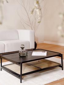 Table basse bois de chêne et cannage noir laqué Libby, Noir, larg. 110 x haut. 35 cm