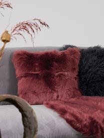 Flauschige Kunstfell-Kissenhülle Mathilde, glatt, Vorderseite: 67 % Akryl, 33 % Polyeste, Rückseite: 100 % Polyester, Rotbraun, B 40 x L 40 cm