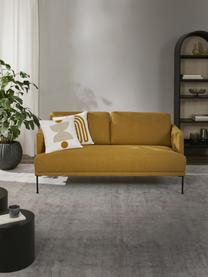 Sofá Fluente (2 plazas), Tapizado: 100% poliéster Alta resis, Estructura: madera de pino maciza, Patas: metal con pintura en polv, Tejido ocre, An 166 x F 85 cm