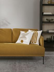 Canapé 2 places avec pieds en métal Fluente, Tissu jaune ocre, larg. 166 x haut. 85 cm